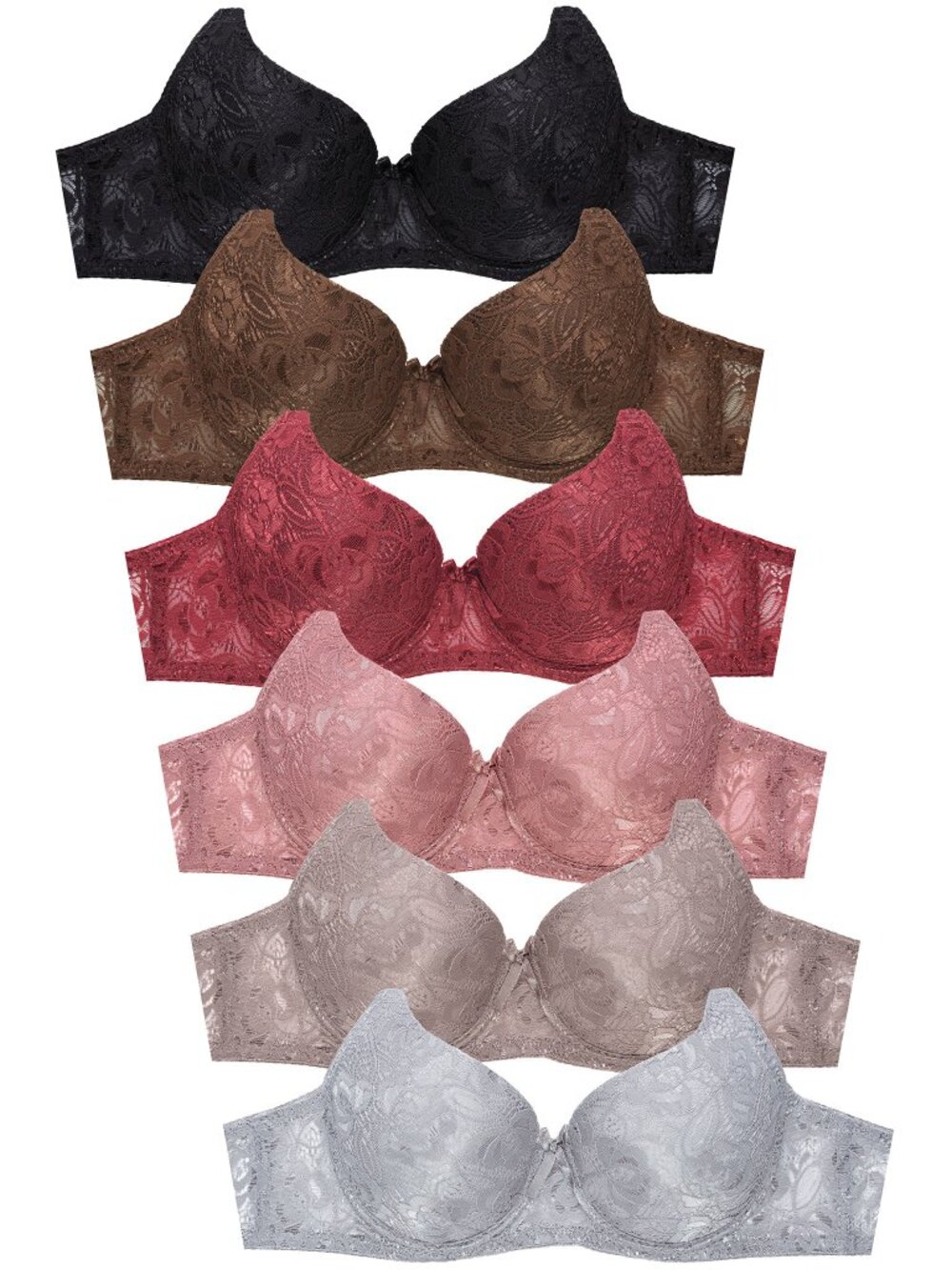 $15 SALE PACK OF 6 Sofra or Mamia Allover Lace Triple Hook Bra (BR4441L)